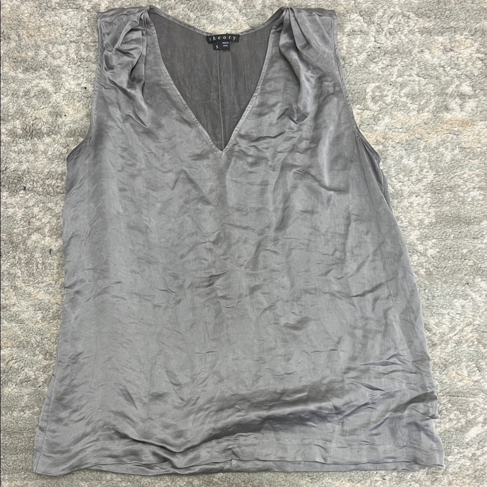 Theory Silver V-Neck Blouse